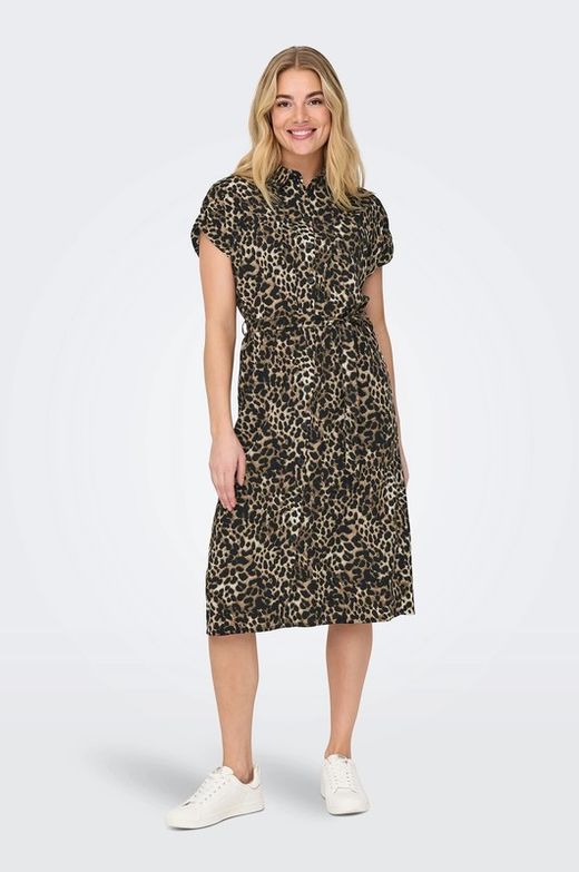Vestido camisero con estampado leopardo Only Black 1