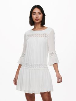 Vestido con manga 3/4 calados Only Cloud Dancer