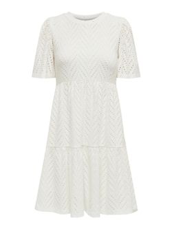 Vestido corto con calados Jdy Cloud Dancer