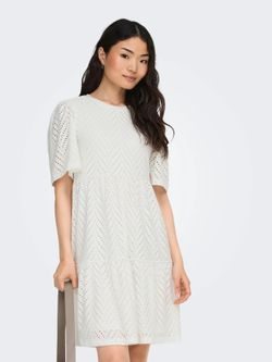 Vestido corto con calados Jdy Cloud Dancer