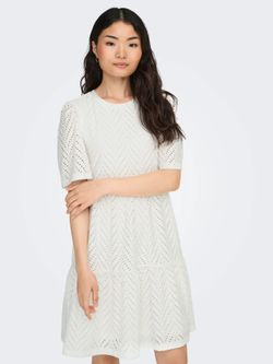 Vestido corto con calados Jdy Cloud Dancer