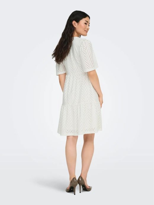 Vestido corto con calados Jdy Cloud Dancer