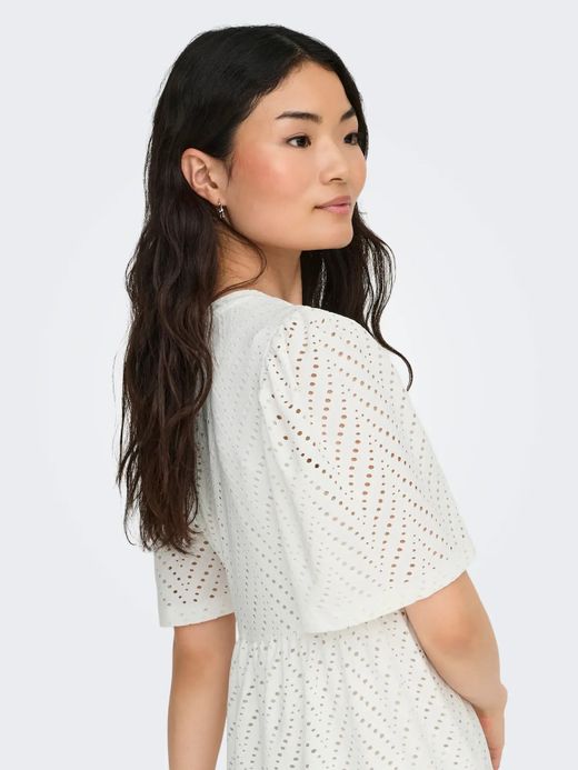 Vestido corto con calados Jdy Cloud Dancer
