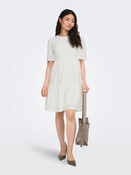 Vestido corto con calados Jdy Cloud Dancer