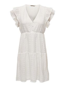 Vestido corto con calados Only Cloud Dancer