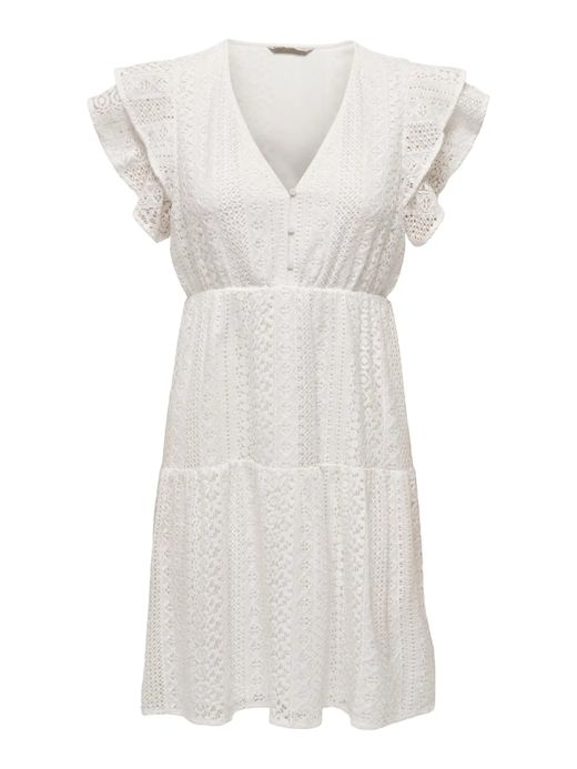 Vestido corto con calados Only Cloud Dancer