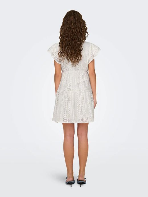 Vestido corto con calados Only Cloud Dancer