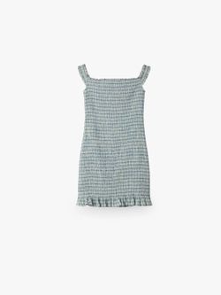 Vestido corto de rayas tricolor Balmohk Light Blue Den