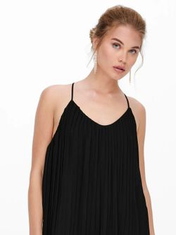 Vestido corto de tirante fino con micro plisado Only Black