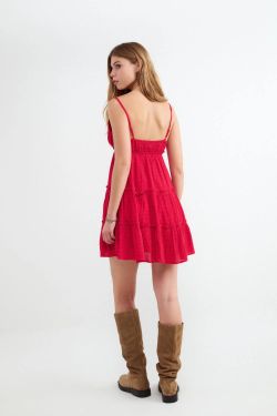Vestido corto de tirantes Balmohk Fucsia