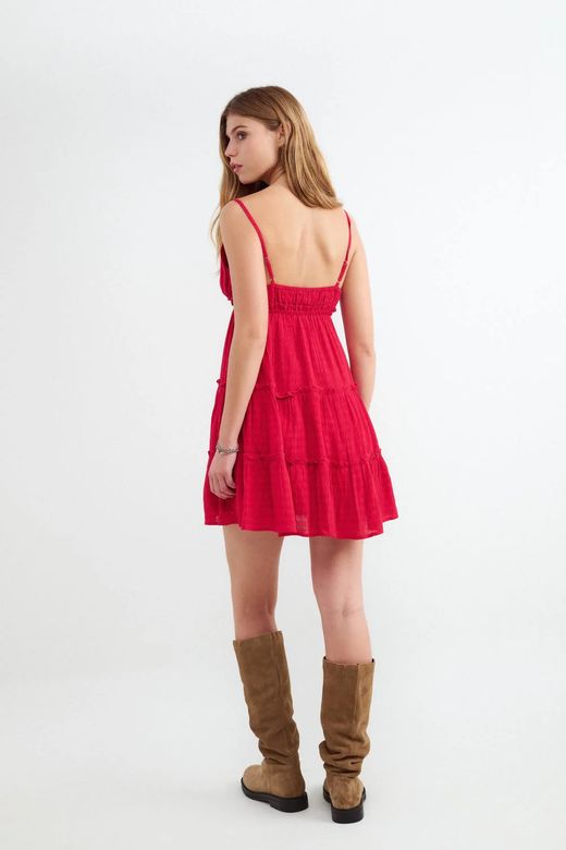 Vestido corto de tirantes Balmohk Fucsia