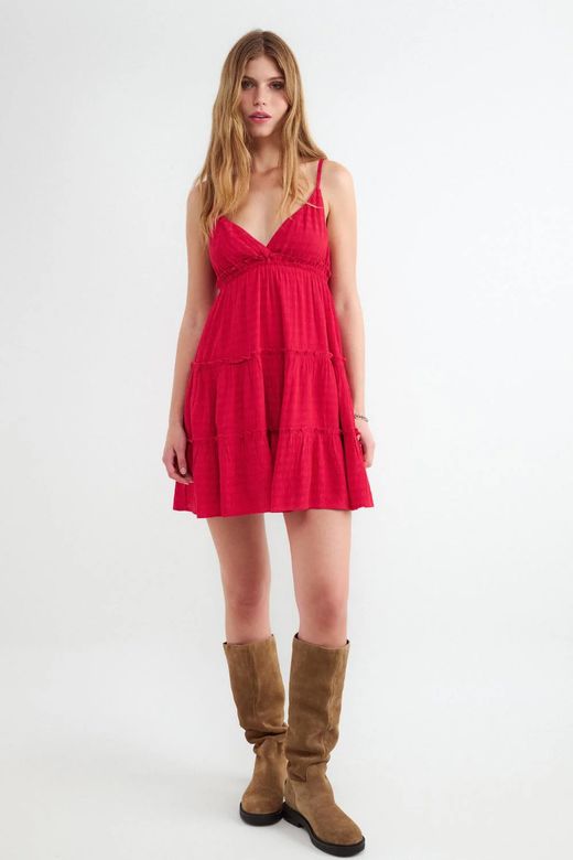 Vestido corto de tirantes Balmohk Fucsia
