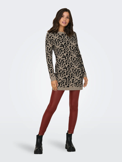 Vestido de punto con estampado animal print Only Fossil