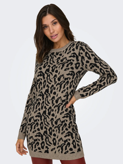 Vestido de punto con estampado animal print Only Fossil