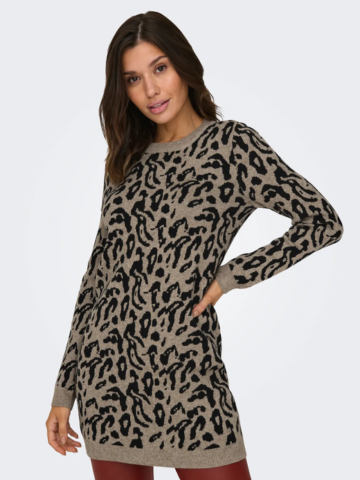 Vestido de punto con estampado animal print Only Fossil