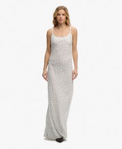 Vestido de tiranles largo con estampado floral Superdry Off White