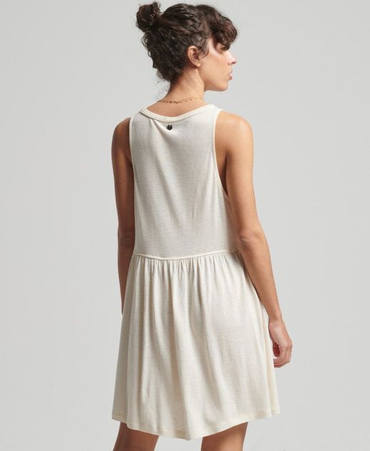 Vestido de tirantes con calado Superdry Oatmeal