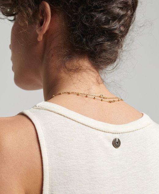 Vestido de tirantes con calado Superdry Oatmeal