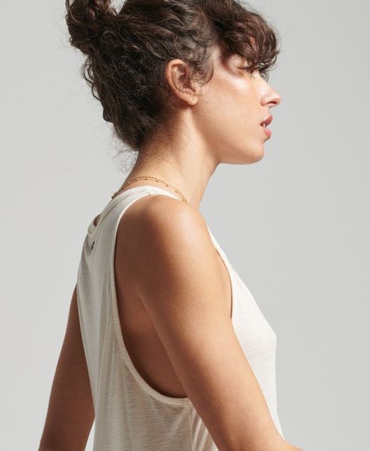 Vestido de tirantes con calado Superdry Oatmeal