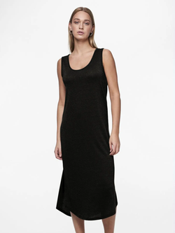Vestido de tirantes con detalle efecto metalizado Pieces Black