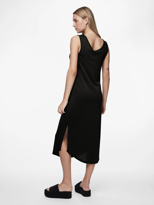 Vestido de tirantes con detalle efecto metalizado Pieces Black