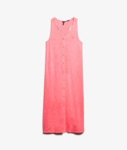Vestido de tirantes midi botones Superdry Fiery Coral