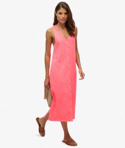 Vestido de tirantes midi botones Superdry Fiery Coral