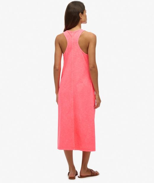 Vestido de tirantes midi botones Superdry Fiery Coral
