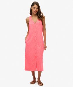 Vestido de tirantes midi botones Superdry Fiery Coral