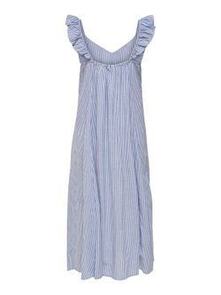 Vestido largo con volantes microrayas Only Cloud Dancer