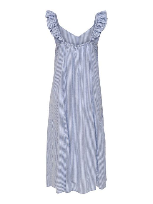 Vestido largo con volantes microrayas Only Cloud Dancer
