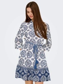 Vestido m. 3/4 con estampado geométrico Jdy Cloud Dancer