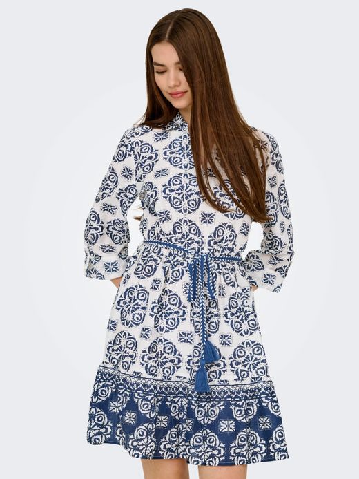 Vestido m. 3/4 con estampado geométrico Jdy Cloud Dancer