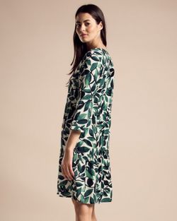 Vestido manga 3/4 con estampado hojas Street One Green