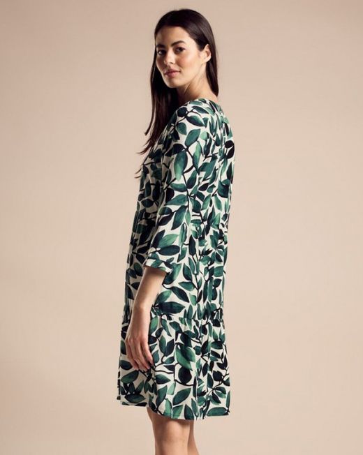 Vestido manga 3/4 con estampado hojas Street One Green
