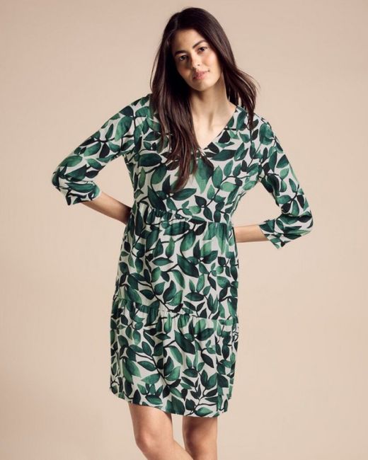 Vestido manga 3/4 con estampado hojas Street One Green