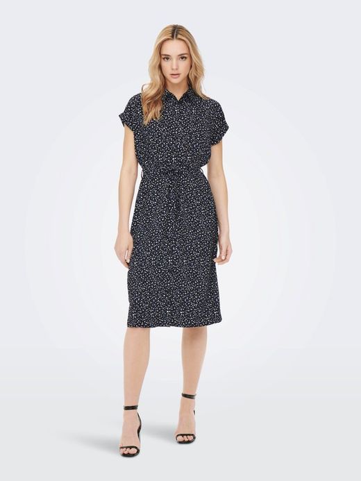 Vestido m/c con microdibujo abastracto Only Black