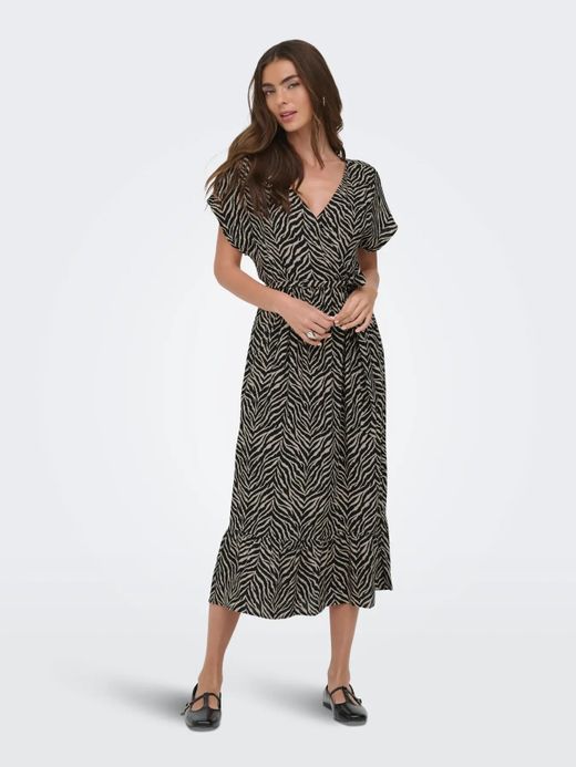 Vestido midi con estampado zebra Only Black