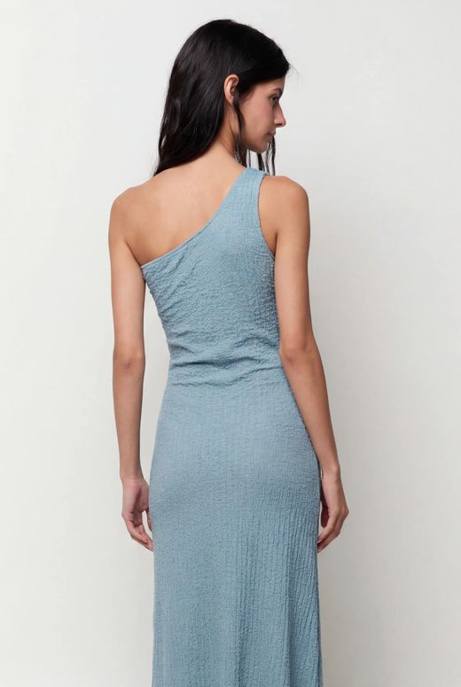 Vestido midi de hombro descubierto Balmohk Light Blue Den
