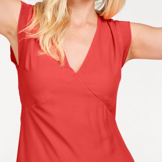Sleeveless V Neck Plain Ruffle Pepe Jeans Crispy Red Sleeveless Dress