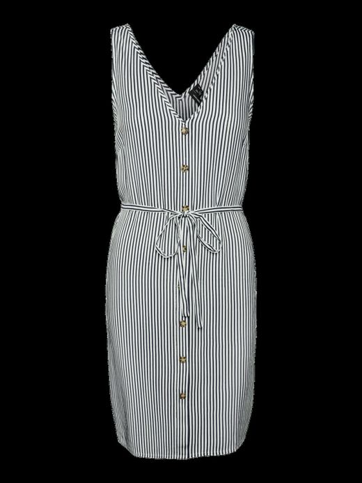 Vestido s/m abotonado con rayas verticales Vero Moda Snow White