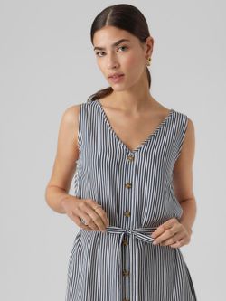 Vestido s/m abotonado con rayas verticales Vero Moda Snow White