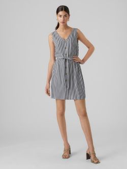 Vestido s/m abotonado con rayas verticales Vero Moda Snow White