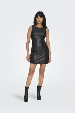 Vestido s/m combinado polipiel Only Black