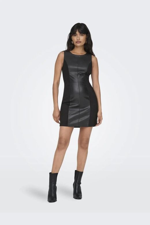 Vestido s/m combinado polipiel Only Black