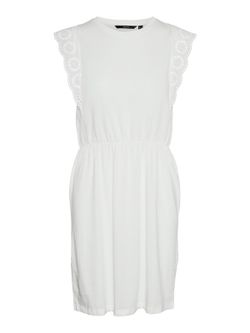 Vestido s/m con hombros volante calado Vero Moda Snow White