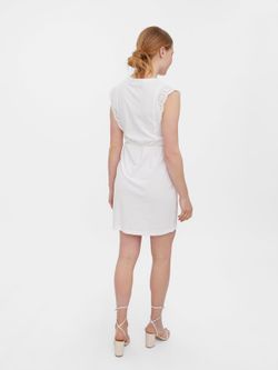 Vestido s/m con hombros volante calado Vero Moda Snow White