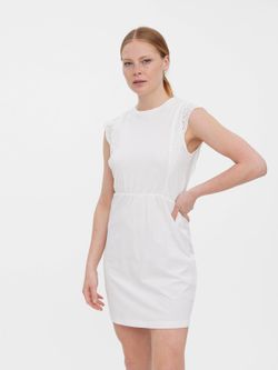 Vestido s/m con hombros volante calado Vero Moda Snow White
