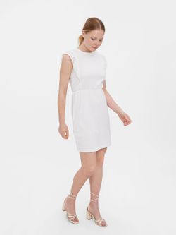 Vestido s/m con hombros volante calado Vero Moda Snow White