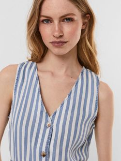 Vestido s/m corto tencel con rayas Vero Moda Light Blue & Sky Blue